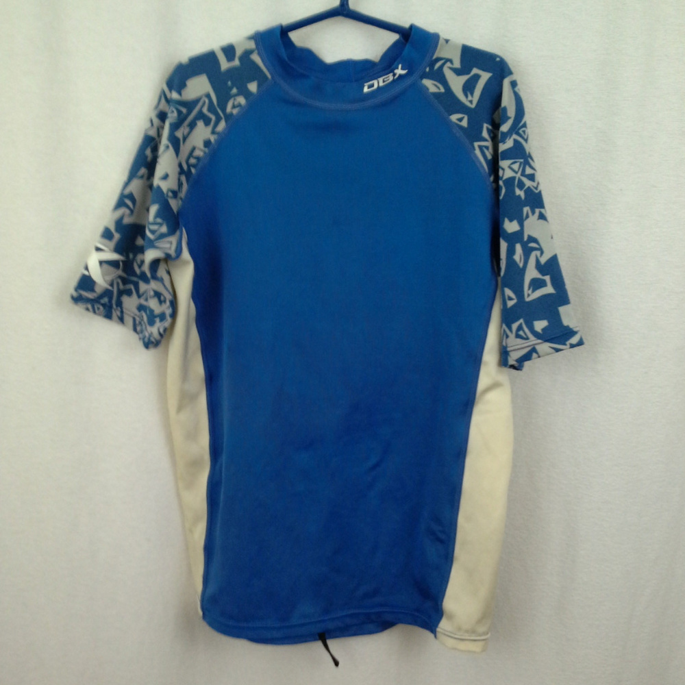 DBX boys shirt Swim Sz 12 Blue Rash guard Short